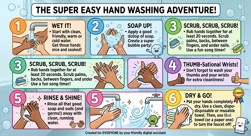 Hand Washing Techniques and Facts This block emphasizes the importance of proper hand washing techniques